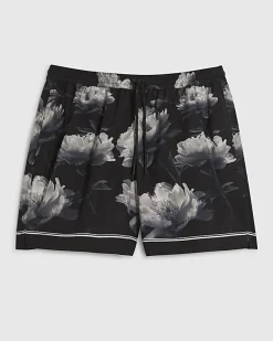 Black Regular Fit Floral Swim Shorts