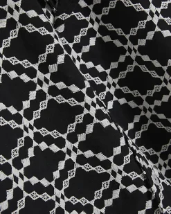 Black Regular Fit Geometric Embroidered Shirt