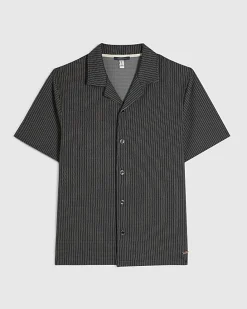 Black Regular Fit Geometric Jacquard Shirt