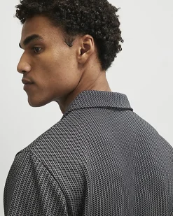 Black Regular Fit Geometric Jacquard Shirt