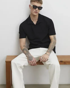 Black Regular Fit Lightweight Polo T-shirt