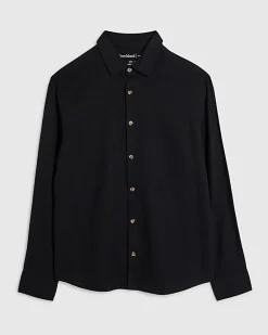 Black Regular Fit Linen Blend Shirt