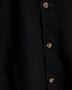 Black Regular Fit Linen Blend Shirt