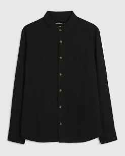 Black Regular Fit Luminus Linen Blend Shirt