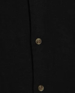 Black Regular Fit Luminus Linen Blend Shirt