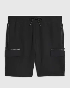 Black Regular Fit Nylon Pocket Cargo Shorts