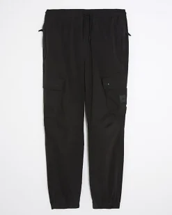Black Regular Fit Stretch Cargo Trousers