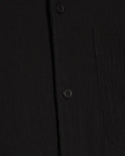 Black Regular Fit Textured Revere Shirt
