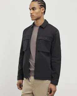 Black Regular Fit Utility Zipped Overshirt