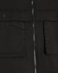 Black Regular Fit Utility Zipped Overshirt