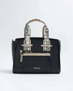 Black RI Monogram Grab Handle Tote Bag