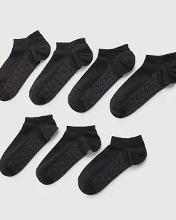 Black RI Monogram Pack Of 7 Socks