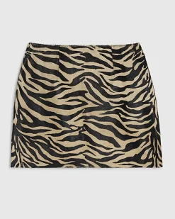 Black RI Studio Hair On Leather Mini Skirt