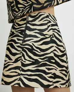 Black RI Studio Hair On Leather Mini Skirt