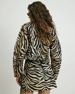 Black RI Studio Zebra Hair on Leather Jacket