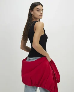 Black Ribbed Scoop Neck Vest Top