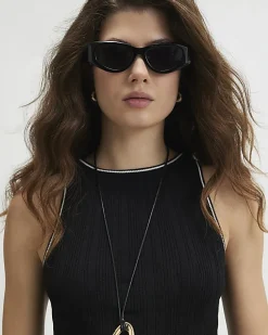 Black Ribbed Tipped Knitted Vest Top
