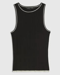 Black Ribbed Tipped Knitted Vest Top
