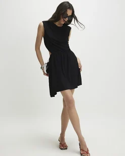 Black Ruched Cut Out Mini Dress