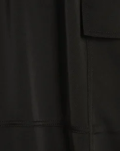 Black Satin Cargo Trousers