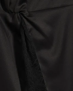 Black Satin Twist Side Mini Dress