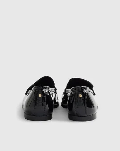Black Scallop Edge Patent Loafers
