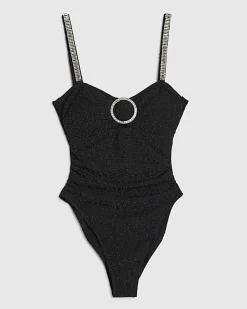 Black Shaping Embellished Swimsuit