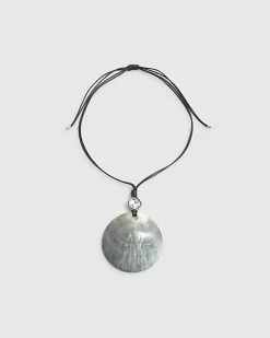 Black Shell Cord Pendant Necklace
