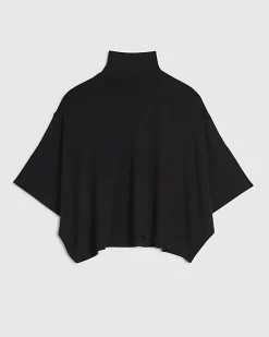 Black Short Sleeve Cosy Cape Top