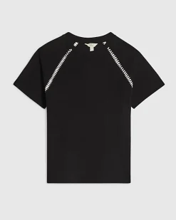 Black Short Sleeve Cosy Whipstitch T-shirt