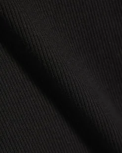 Black Short Sleeve Fitted Ribbed Top