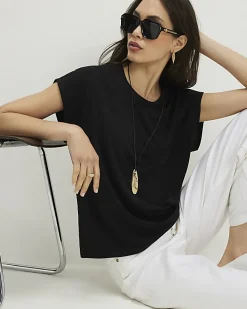 Black Short Sleeve Loose Fit Top