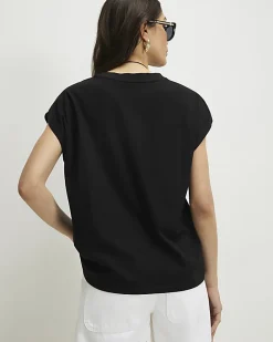 Black Short Sleeve Loose Fit Top