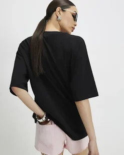 Black Short Sleeve Printed T-Shirt