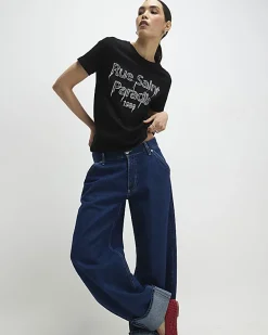 Black Short Sleeve Rue Saint Paradis T-shirt