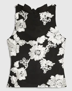 Black Sleeveless Cornelli Racer Neck Top