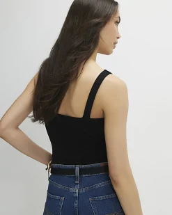Black Sleeveless Cotton Bodysuit