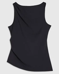 Black Sleeveless Slash Neck Top