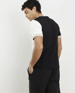 Black Slim Fit Blocked Midweight T-shirt