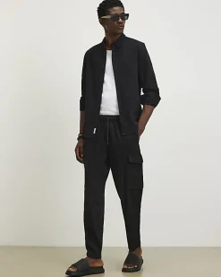 Black Slim Fit Cargo Trousers