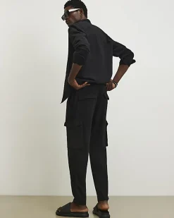 Black Slim Fit Cargo Trousers
