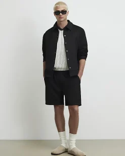 Black Slim Fit Faux Suedette Overshirt