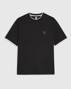 Black Slim Fit Interlock Crew Neck T-Shirt