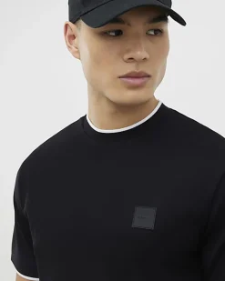 Black Slim Fit Interlock Crew Neck T-Shirt