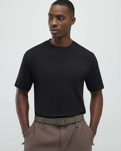 Black Slim Fit Interlock Crew Neck T-Shirt