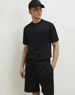 Black Slim Fit Nylon Pocket T-shirt