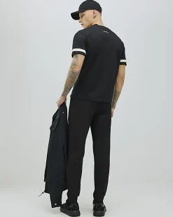 Black Slim Fit Pique Pintuck Joggers