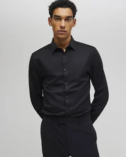 Black Slim Fit Premium Long Sleeve Shirt