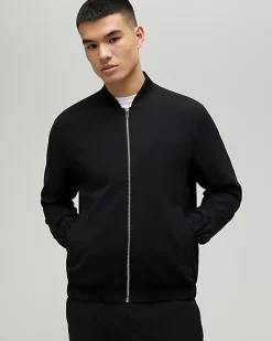 Black Slim Fit Stretch Bomber Jacket