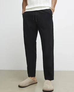 Black Slim Fit Stretch Textured Joggers